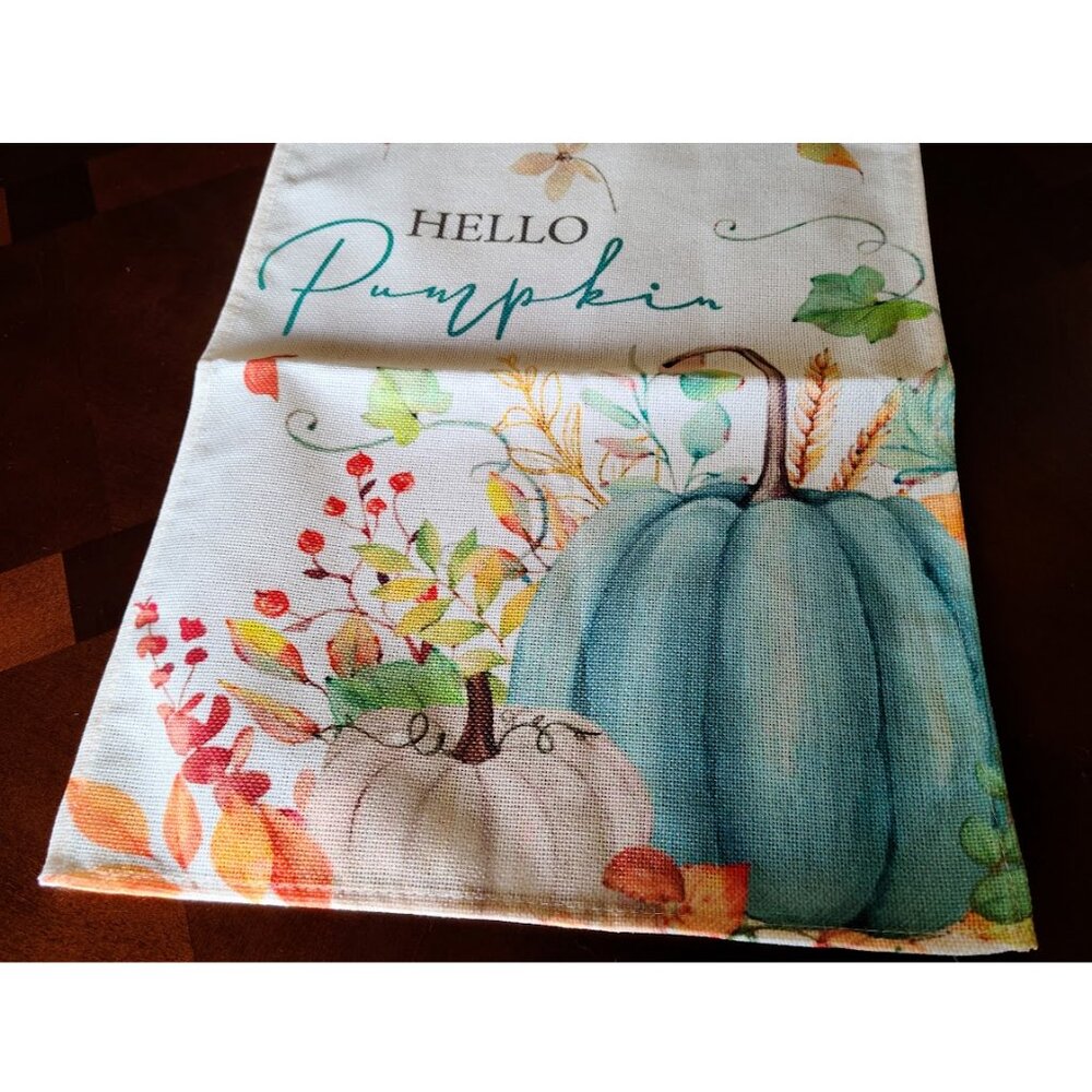 Pumpkin Table Runner Decorative Cloth Fall Cottage Decor Thanksgiving Decoration - Picture 7 of 8